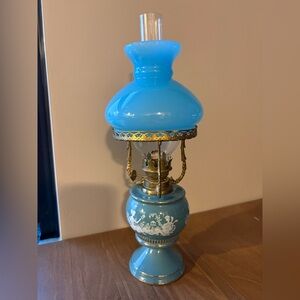 VTG Made in Italy Oil Lamp Porcelain and Opaline Murray Fleiss? 12” Tall Goddess